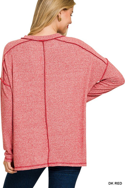 Soft Melange Hacci Exposed Seam Top
