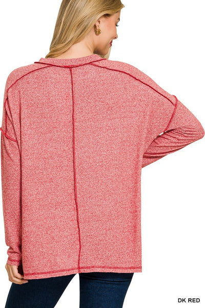 Soft Melange Hacci Exposed Seam Top
