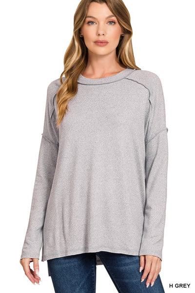 Soft Melange Hacci Exposed Seam Top