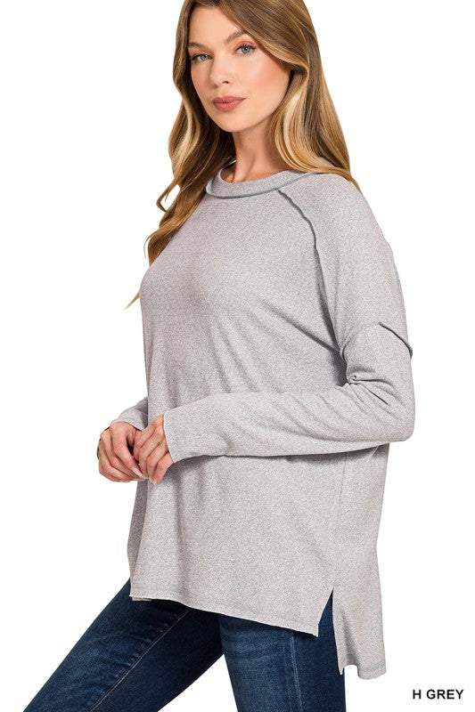 Soft Melange Hacci Exposed Seam Top