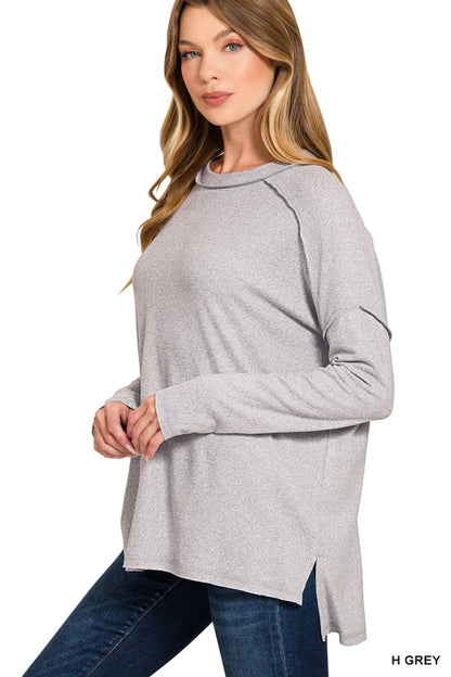 Soft Melange Hacci Exposed Seam Top