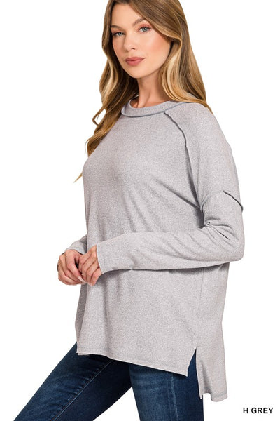 Soft Melange Hacci Exposed Seam Top