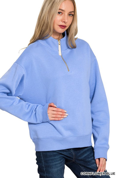 Half Zip Sweatshirt - Cornflower Blue