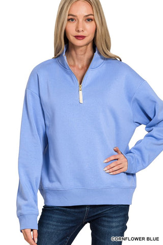 Half Zip Sweatshirt - Cornflower Blue