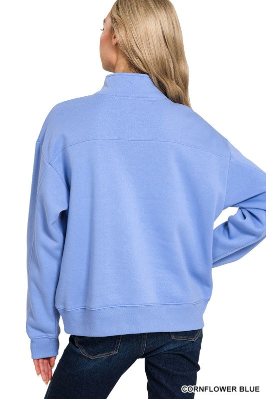 Half Zip Sweatshirt - Cornflower Blue