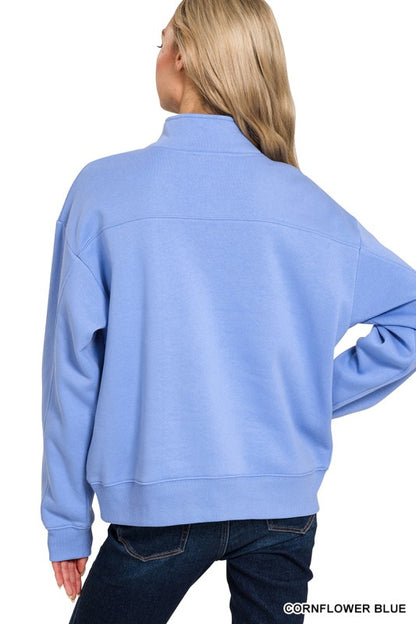 Half Zip Sweatshirt - Cornflower Blue