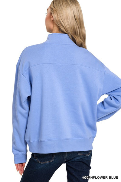 Half Zip Sweatshirt - Cornflower Blue