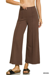 Ponte Elastic Waist Pintuck Pants