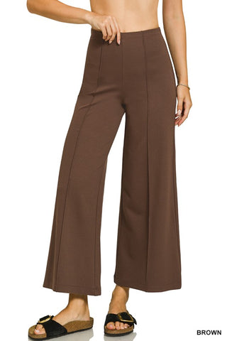 Ponte Elastic Waist Pintuck Pants