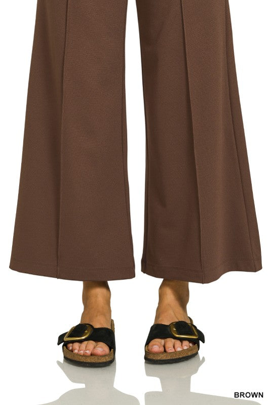 Ponte Elastic Waist Pintuck Pants