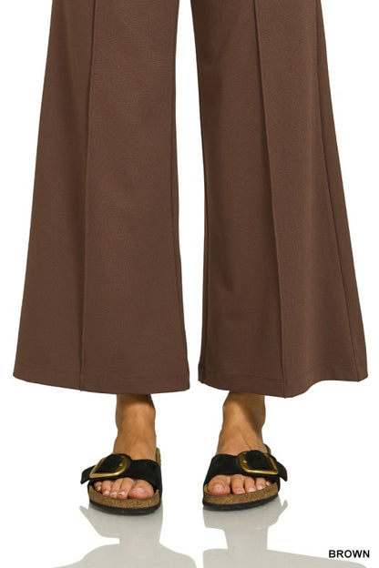 Ponte Elastic Waist Pintuck Pants