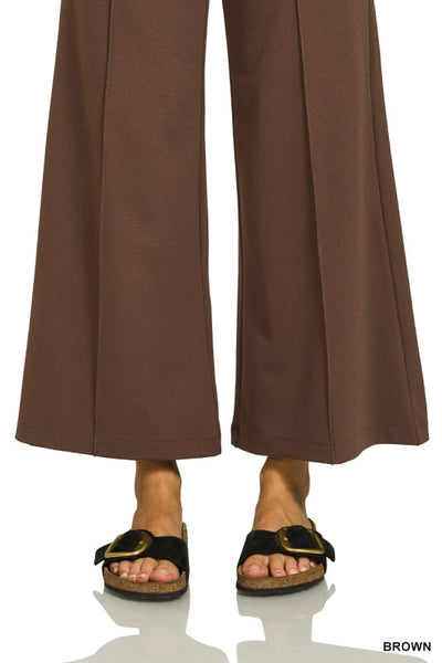 Ponte Elastic Waist Pintuck Pants