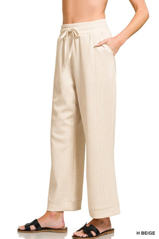 Heather Beige Scuba Drawstring Pants