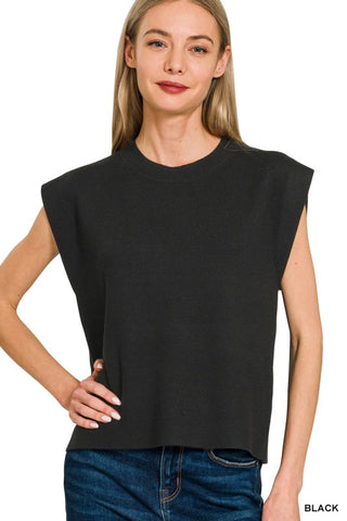 Black Viscose Sweater Vest