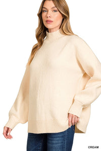 Cream Mock Neck Sweater