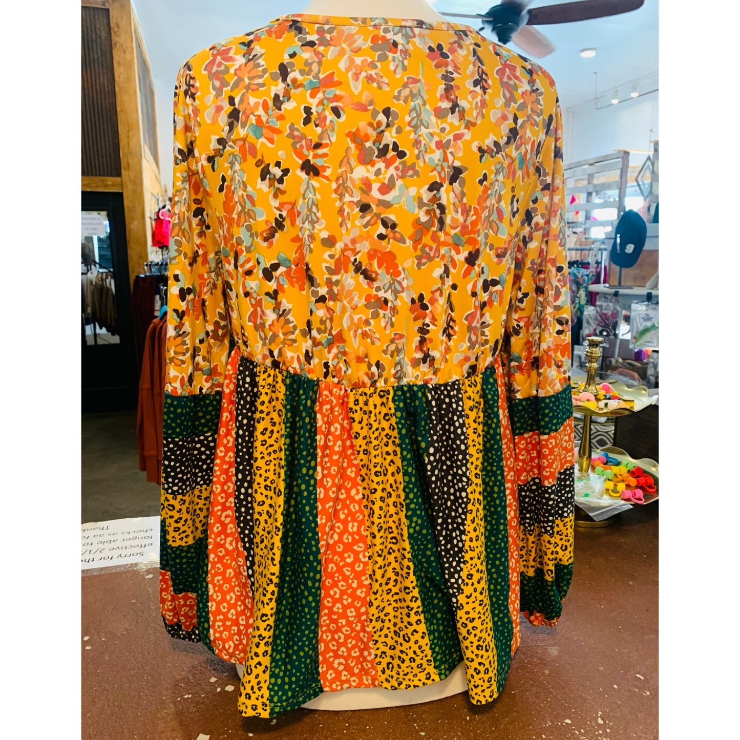 Mustard Mix Bubble Sleeve Top