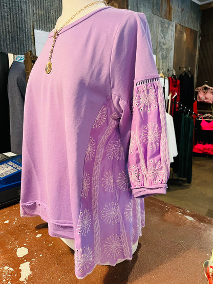 Lavender Embroidery Detail Top
