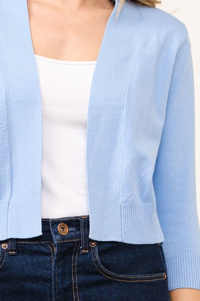 Open Bolero Cardigan - White or Light Blue