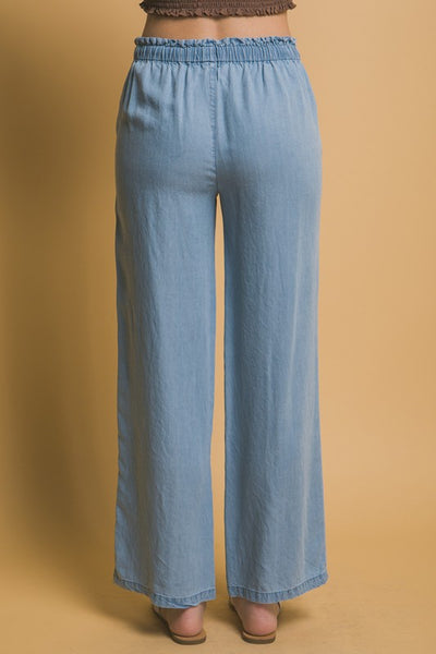 Light Denim Elastic Waist Pants
