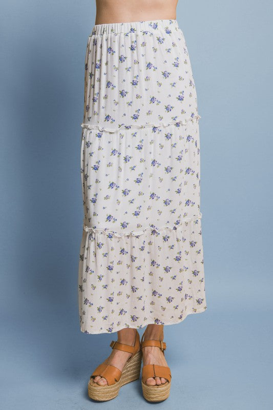 Blue Floral Maxi Skirt