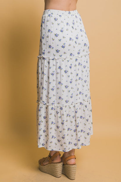 Blue Floral Maxi Skirt