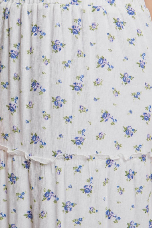 Blue Floral Maxi Skirt