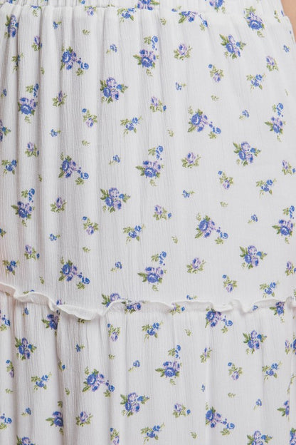Blue Floral Maxi Skirt