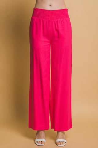 Fuchsia Smock Waist Linen Pants