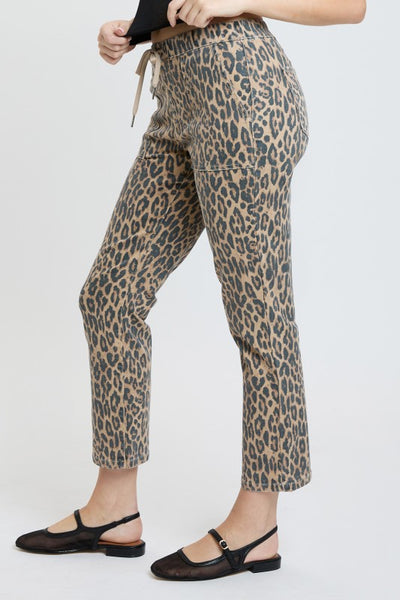 Leopard High Rise Pull On Crop Pants