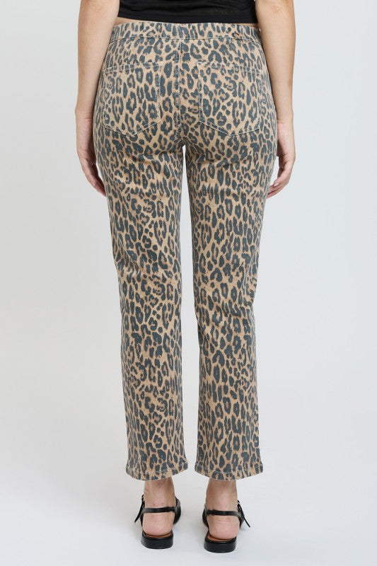 Leopard High Rise Pull On Crop Pants