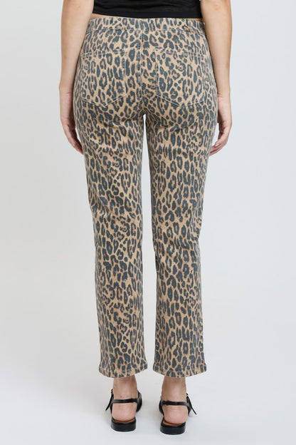 Leopard High Rise Pull On Crop Pants