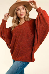 Rust Raglan Dolman Sleeve Top