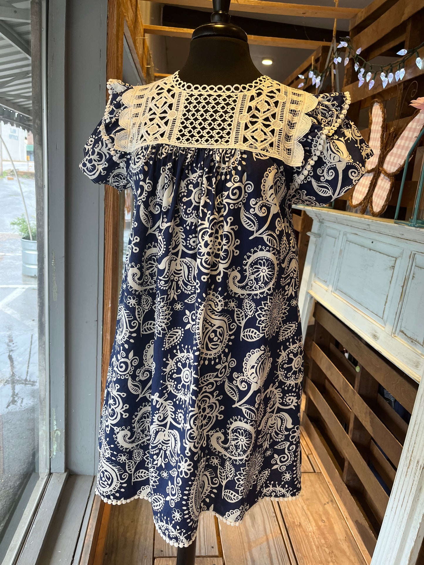 Navy Paisley Dress