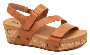 Cognac Rain Check Wedges by Corkys