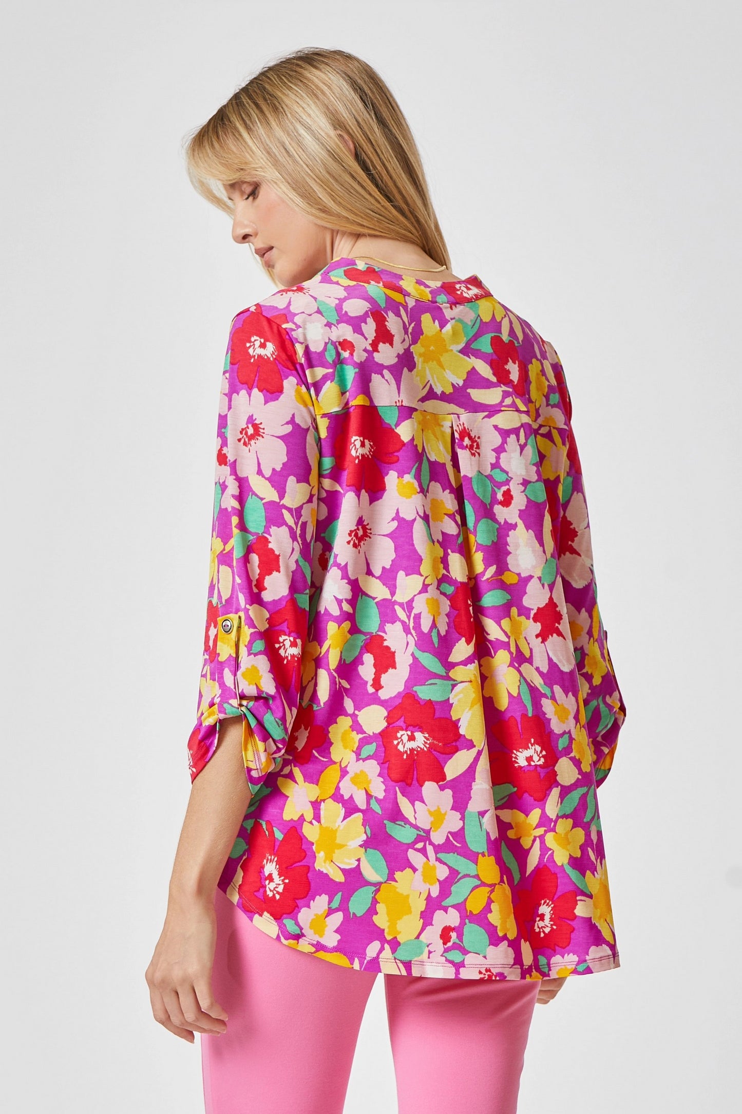 Magenta Multi 3/4 Sleeve Top