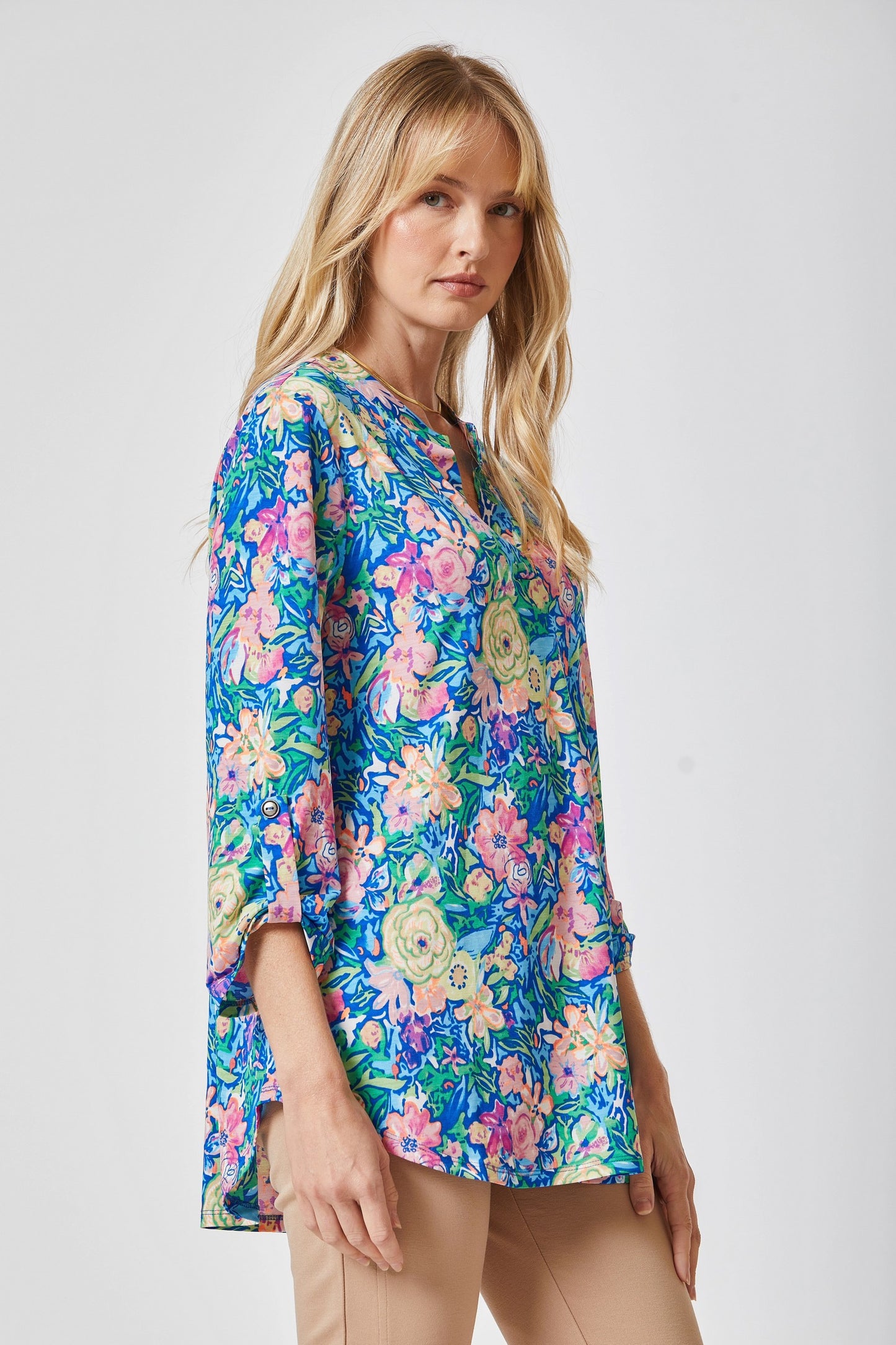 Royal Multi 3/4 Sleeve Top - Plus