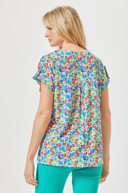 Ivory Floral Short Sleeve Top