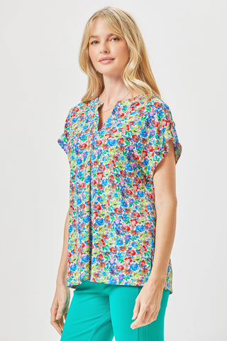 Ivory Floral Short Sleeve Top