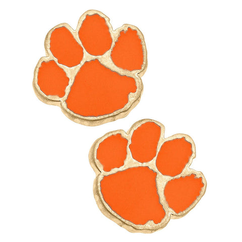 Clemson Tigers Enamel Stud Earrings in Orange