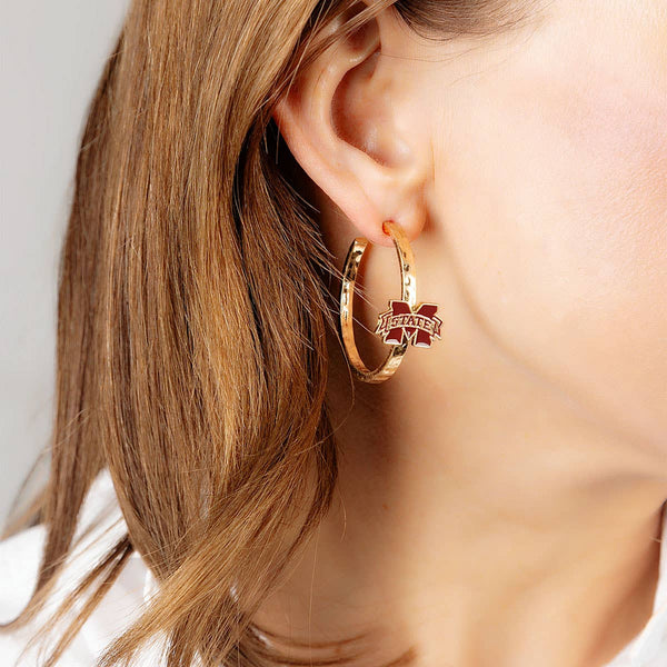 Mississippi State Bulldogs Enamel Logo Hoop Earrings