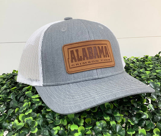 Alabama Leather Patch: Heather Grey/ White