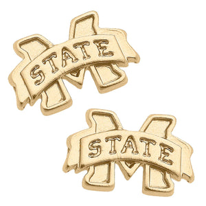 Mississippi State Bulldogs 24K Gold Plated Stud Earrings