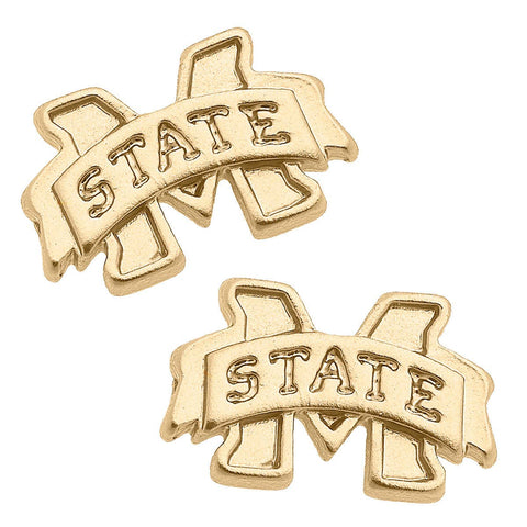 Mississippi State Bulldogs 24K Gold Plated Stud Earrings