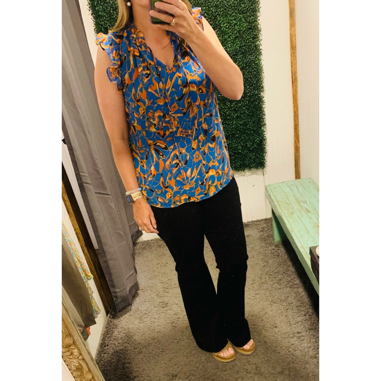 Royal Multi Ruffle Sleeve Top