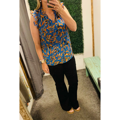 Royal Multi Ruffle Sleeve Top