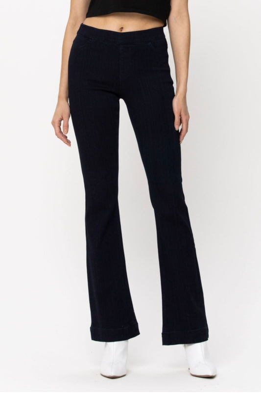 Cello Dark Denim Pull-on Flare Petite Jeans