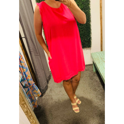 Sleeveless Linen Dress- Plus