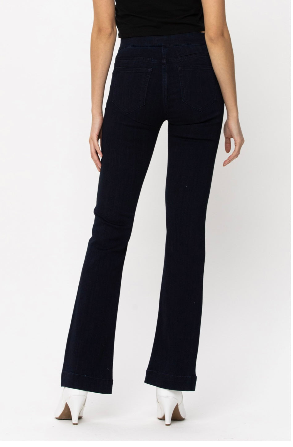 Cello Dark Denim Pull-on Flare Petite Jeans