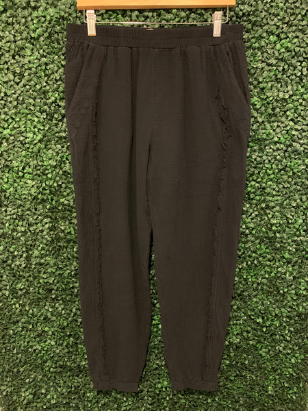 Black Gauze Jogger Pants