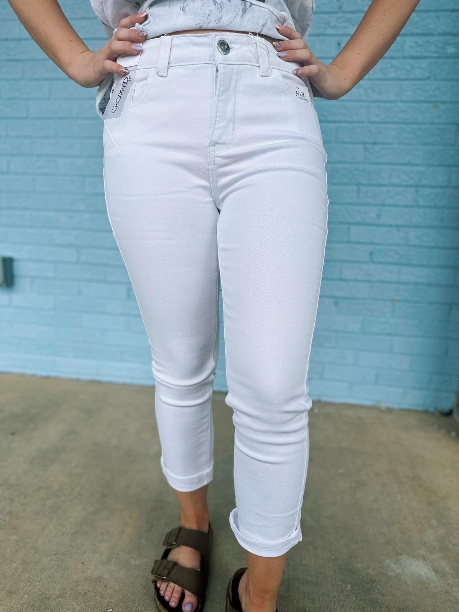 White Cropped Denim Jeans